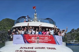 La delegación recorre la bahía de Lan Ha en crucero. (Foto: VNA)