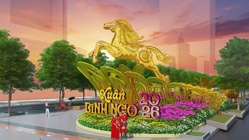 La puerta de entrada a la calle de flores Nguyen Hue 2026. (Foto: Comité Organizador)