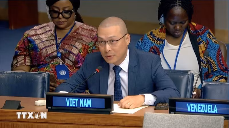 El ministro consejero Nguyen Hoang Nguyen, encargado de negocios de la misión permanente de Vietnam ante la ONU. (Foto: VNA)