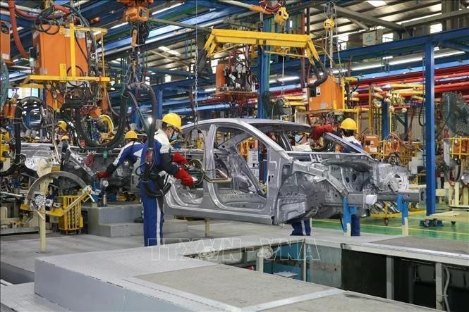 Línea de producción de automóviles Hyundai Thanh Cong. (Foto: VNA)