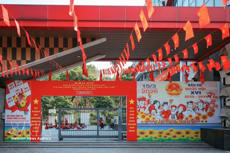 Escuela Secundaria Chu Van An, uno de los colegios electorales en el Barrio de Tay Ho, Hanói. (Foto: VNA)