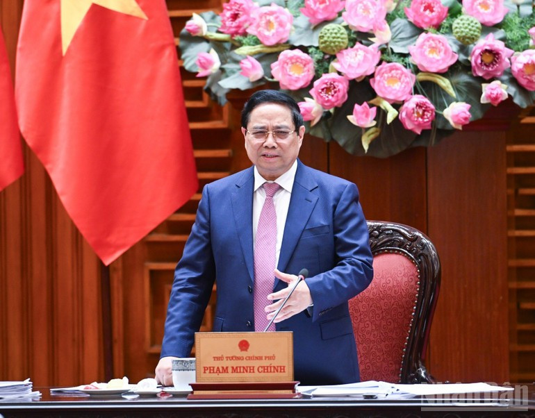 El primer ministro de Vietnam, Pham Minh Chinh, habla en el evento (Foto: Nhan Dan)