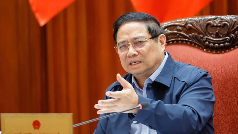 El primer ministro Pham Minh Chinh habla en el evento. (Foto: Nhan Dan)