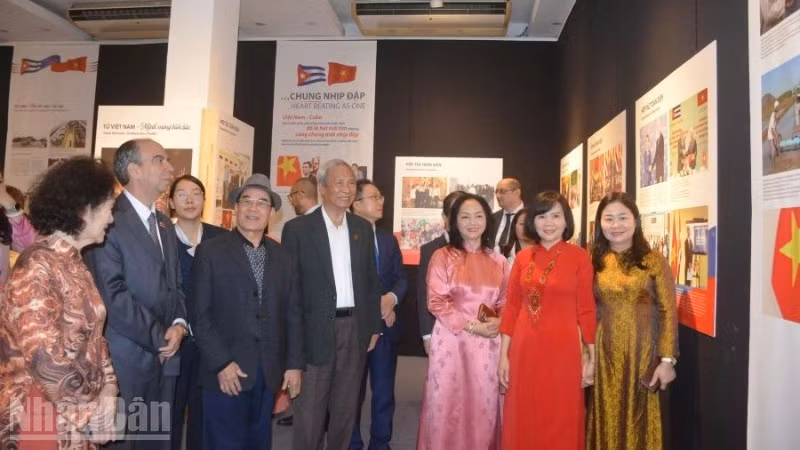 Delegados visitan la exposición. (Foto: Nhan Dan)