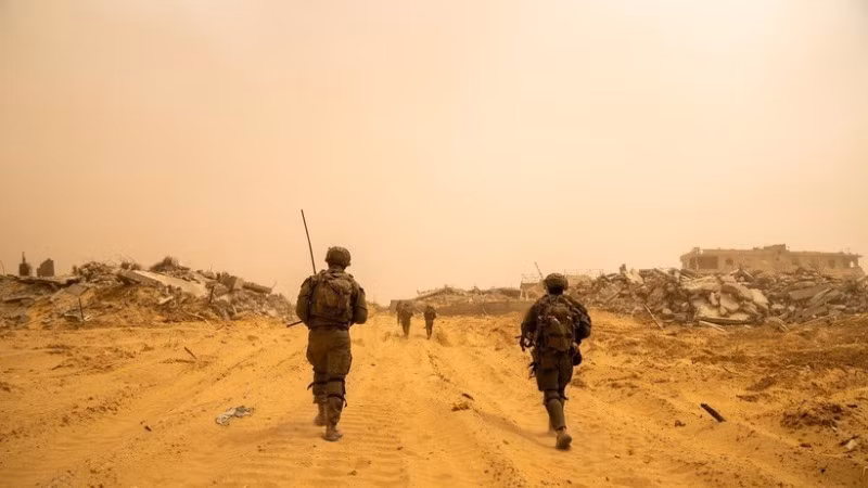 Soldados israelíes desplegados en la Franja de Gaza. (Foto: Xinhua)