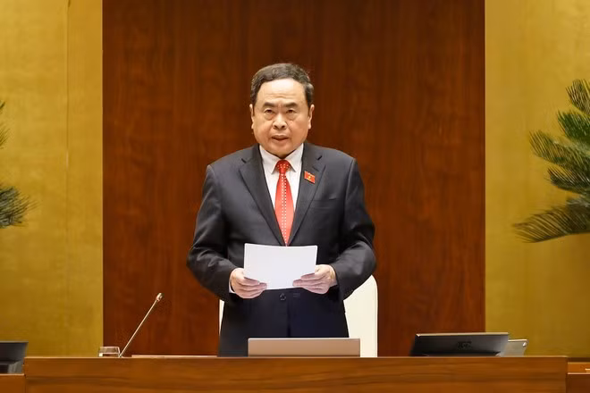 El presidente de la Asamblea Nacional de Vietnam, Tran Thanh Man, habla en el evento. (Foto: VNA)