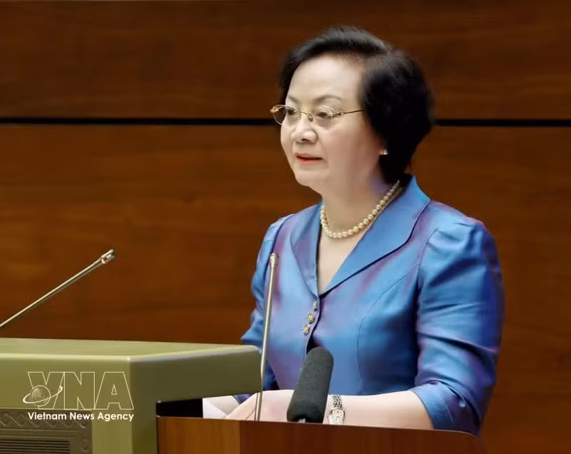 La viceprimera ministra vietnamita Pham Thi Thanh Tra en la conferencia. (Foto: VNA)