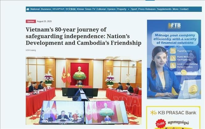 El artículo fue publicado el 25 de agosto en el periódico Khmer Times (Foto: VNA)