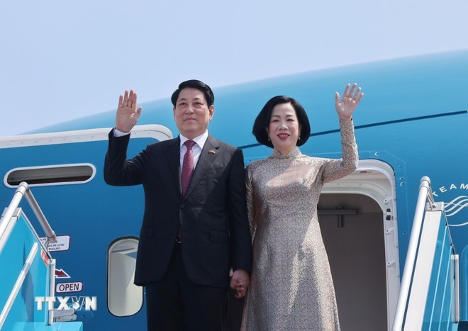El presidente Luong cuong y su esposa (Foto: VNA)