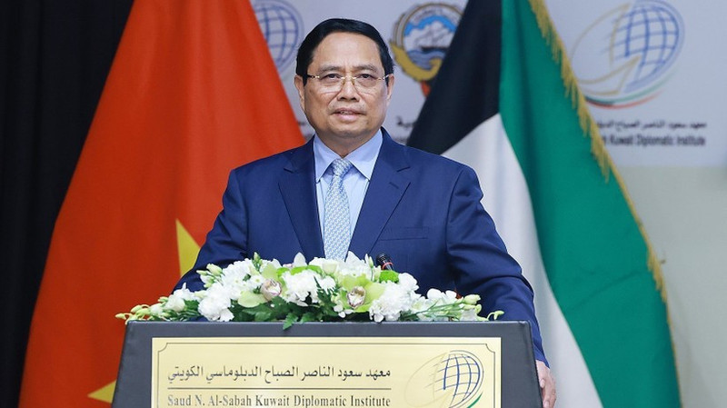 El primer ministro de Vietnam, Pham Minh Chinh, interviene en la cita (Foto: VNA)