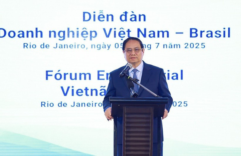 El primer ministro Pham Minh Chinh interviene en el Foro (Foto: VNA)