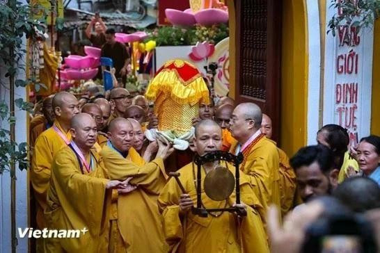 Las reliquias de Buda se exhibieron en la Pagoda Quan Su (Hanoi) del 13 al 16 de mayo pasado (Foto: VNA)