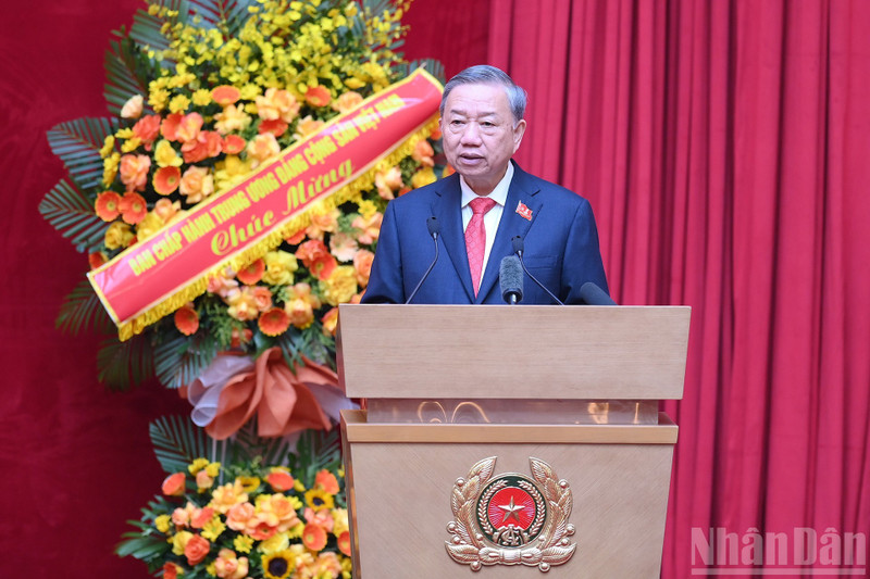 El secretario general del Partido Comunista de Vietnam, To Lam, habla en el evento. (Foto: Nhan Dan)