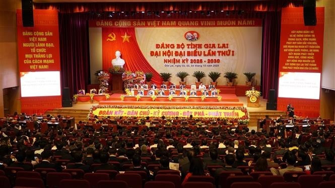 La primera Asamblea del Comité del Partido Comunista de Vietnam en la provincia de Gia Lai, correspondiente al mandato 2025–2030. (Foto: VNA)
