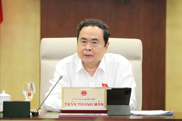 El presidente de la Asamblea Nacional, Tran Thanh Man, habla en el evento. (Foto: Nhan Dan)