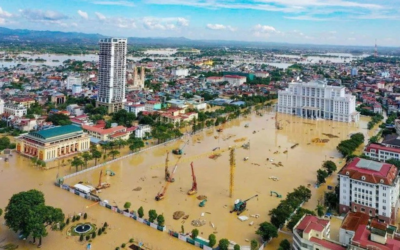 La zona central de la provincia de Thai Nguyen está profundamente inundada. (Foto: VNA)