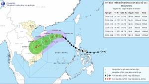 Movimiento de la tormenta n.° 12 (a las 14:00 del 20 de octubre). 