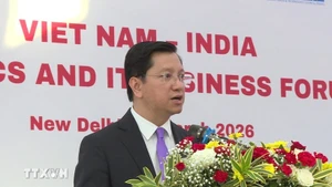 Nguyen Thanh Hai, embajador de Vietnam en la India, pronuncia un discurso en el evento. (Foto: VNA)