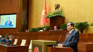 El presidente de la Asamblea Nacional, Tran Thanh Man, habla en el evento. (Foto: Nhan Dan)