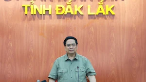 El primer ministro de Vietnam, Pham Minh Chinh, habla en el evento.(Foto: VNA)