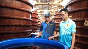 Taller de elaboración de salsa de pescado tradicional de la empresa Huynh Khoa en Phu Quoc (Foto: VNA)