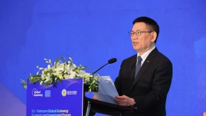 El viceprimer ministro de Vietnam, Ho Duc Phoc, en el Foro de Negocios e Inversión UE-Vietnam (Foto: VNA)