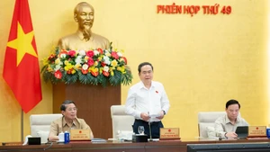 El presidente de la Asamblea Nacional, Tran Thanh Man, habla en el evento. (Foto: Nhan Dan)