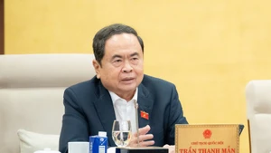 El presidente de la Asamblea Nacional, Tran Thanh Man, interviene en el evento (Foto: Nhan Dan)