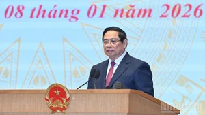 El primer ministro de Vietnam, Pham Minh Chinh, interviene en la cita.(Foto: VNA)