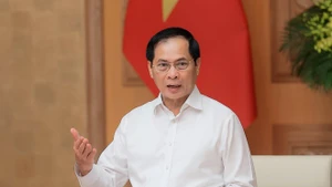 El viceprimer ministro y canciller de Vietnam, Bui Thanh Son, habla en el evento. (Foto: VNA)