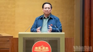 El premier vietnamita, Pham Minh Chinh, habla en el evento. (Fuente: Nhan Dan)