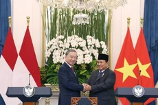 El secretario general del Partido Comunista de Vietnam, To Lam (izquierda), y el presidente de Indonesia, Prabowo Subianto. (Foto: VNA)