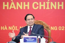 El primer ministro de Vietnam, Pham Minh Chinh, interviene en la reunión con representantes de la Academia de Administración y Gobernanza Pública. (Foto: Nhan Dan)