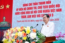 El presidente de la Asamblea Nacional (Parlamento) de Vietnam, Tran Thanh Man, pronuncia un discuso en el evento. (Foto: VNA)