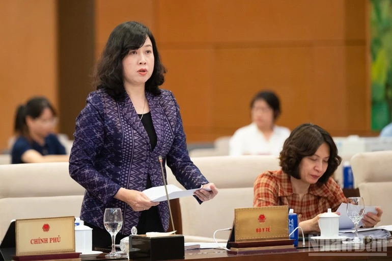 La ministra de Salud Pública, Dao Hong Lan, interviene en la reunión. (Fotografía: Nhan Dan)