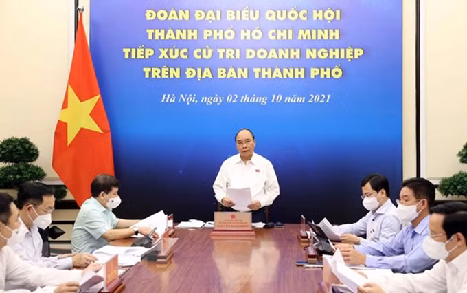 El presidente de Vietnam, Nguyen Xuan Phuc, en la reunión. (Fotografía: VNA) 