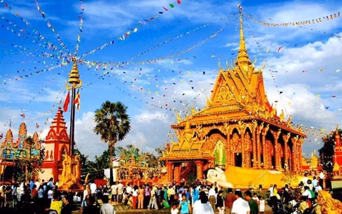 El Chol Chnam Thmay, o Año Nuevo, es una fiesta tradicional importante de la comunidad khmer. (Fotografía: baochinhphu.vn)