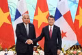 El presidente panameño, José Raúl Mulino, y el primer ministro vietnamita, Le Minh Hung (Fuente: Tran Hai/nhandan.vn)