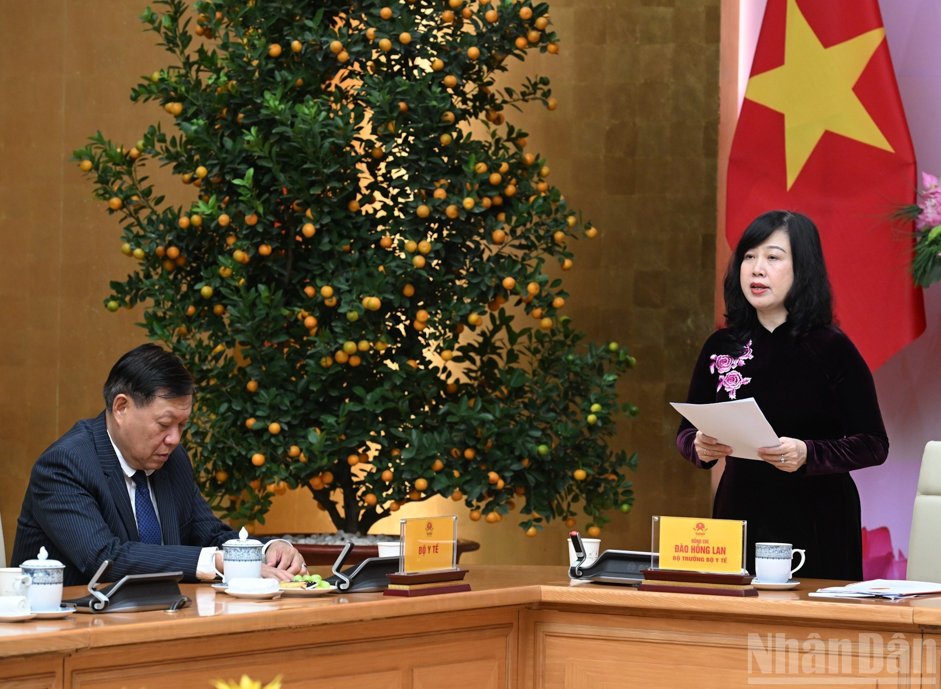 La ministra de Salud, Dao Hong Lan, habla en la cita.