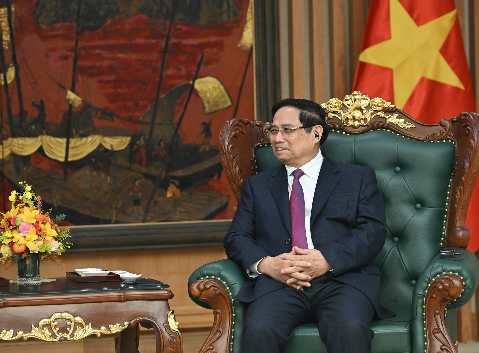 El jefe del Gobierno vietnamita, Pham Minh Chinh, habla en la cita.