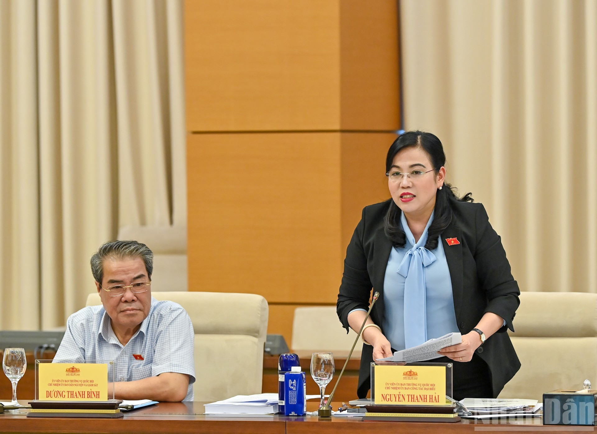 La jefa de la Comisión de Asuntos de Diputados, Nguyen Thanh Hai, habla en el evento.