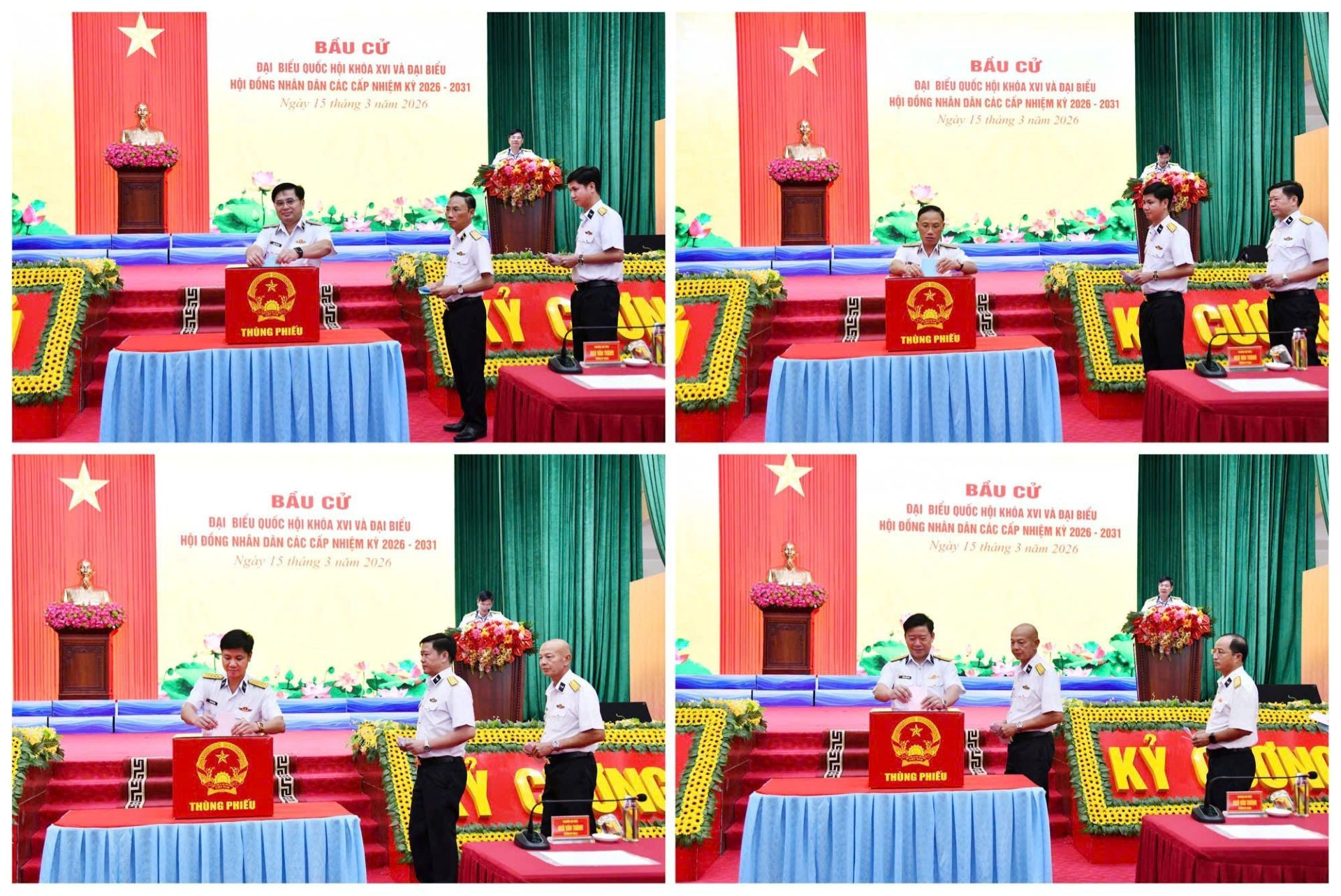 Las papeletas son depositadas en las urnas, como expresión de la responsabilidad y la confianza de los oficiales y soldados de la Región Naval 5 en el desarrollo del país.