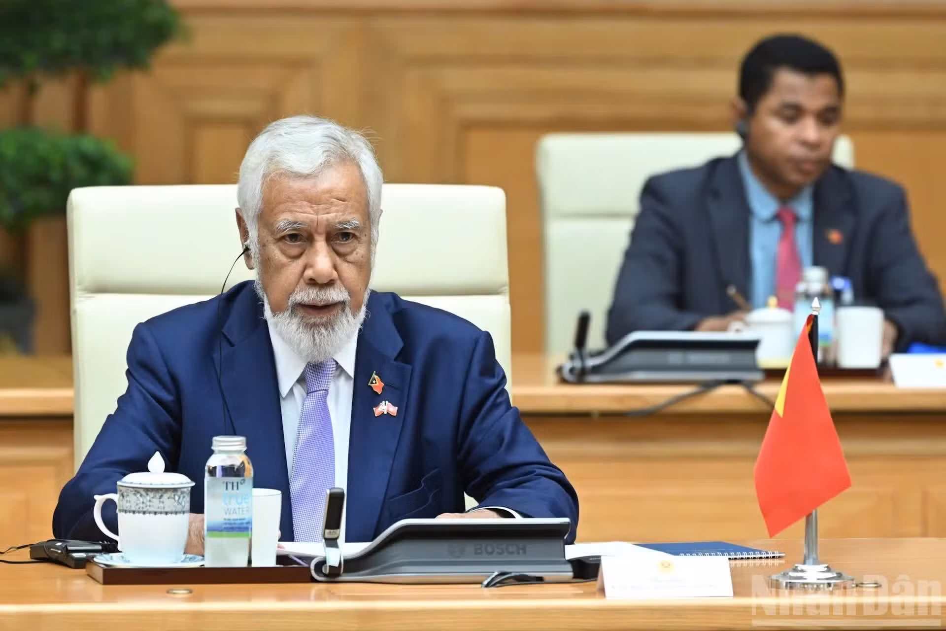 El premier de Timor Oriental, Kay Rala Xanana Gusmão habla en la cita.