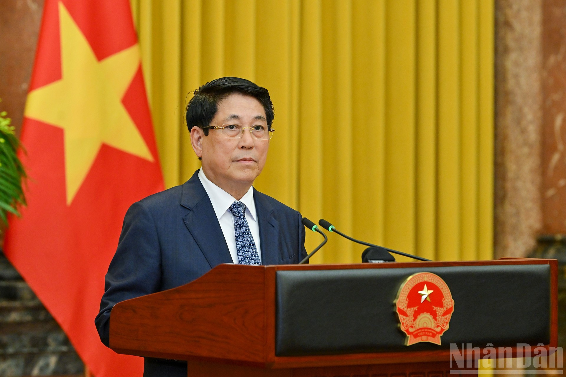 El presidente vietnamita Luong Cuong toma la palabra en el evento. El presidente vietnamita Luong Cuong toma la palabra en el evento.