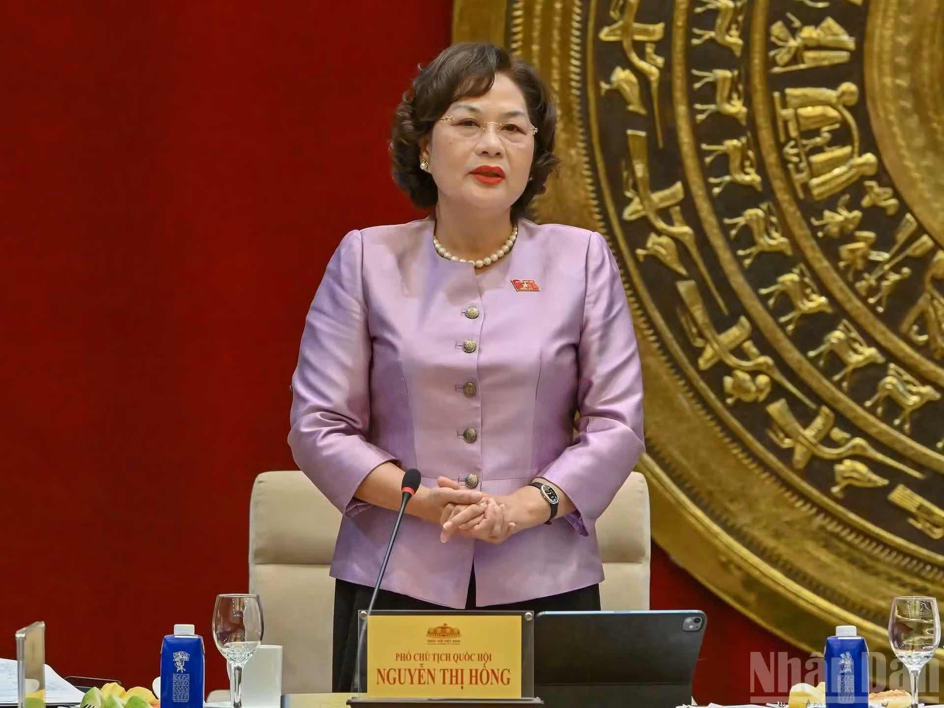 La vicepresidenta de la ANV, Nguyen Thi Hong, habla en la reunión.