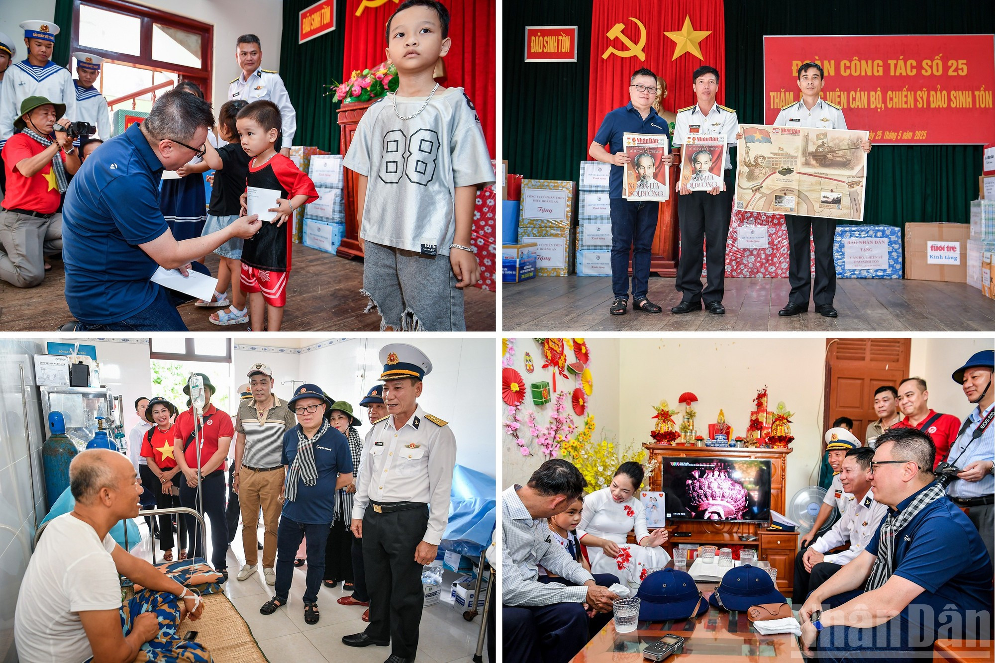 Además de llevar regalos, los periodistas visitan y animan a los oficiales, soldados y habitantes de la isla de Sinh Ton. Además de llevar regalos, los periodistas visitan y animan a los oficiales, soldados y habitantes de la isla de Sinh Ton.
