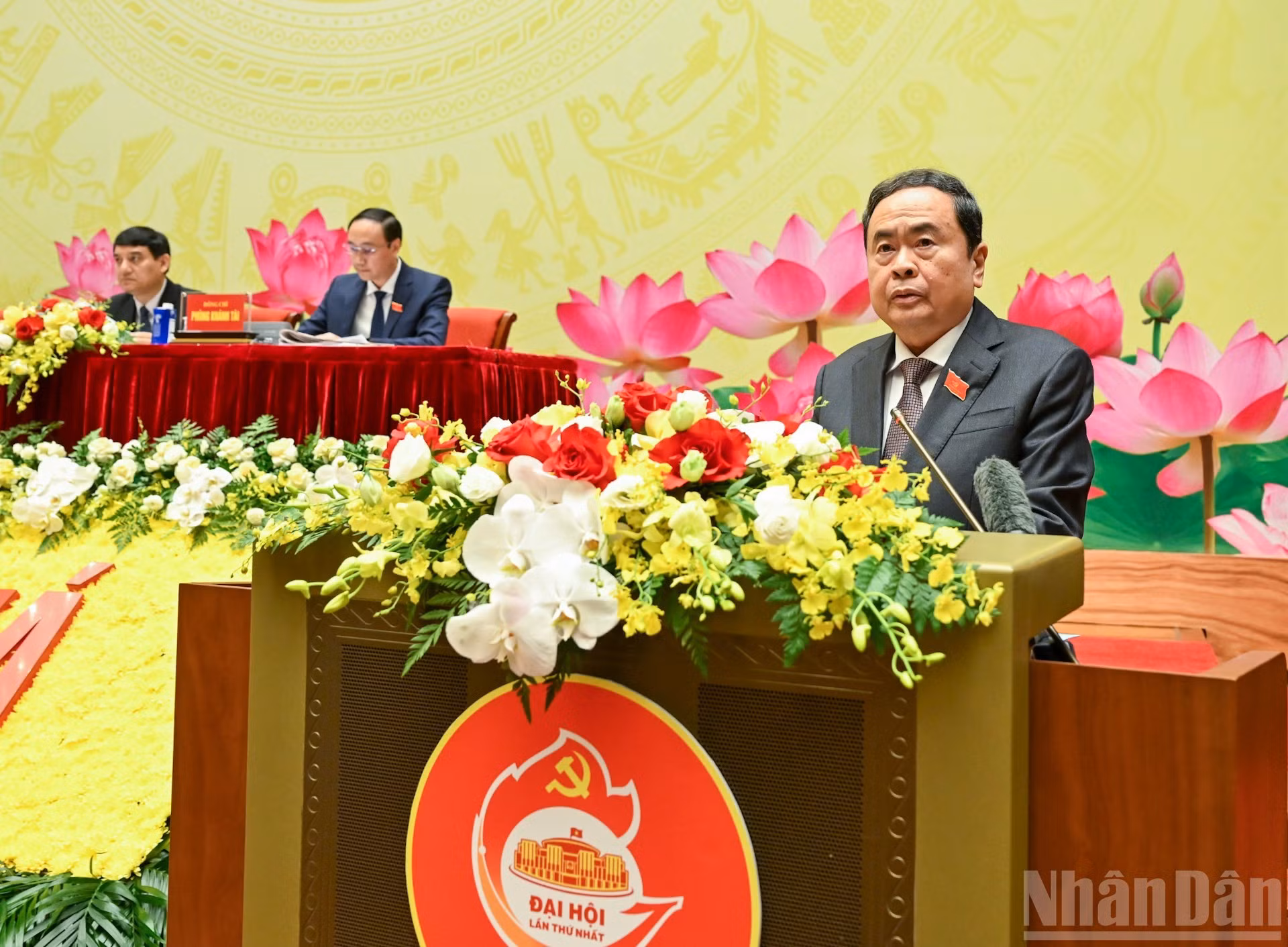 El secretario del Comité del PCV de la ANV, presidente de la ANV, Tran Thanh Man, pronuncia el discurso inaugural.