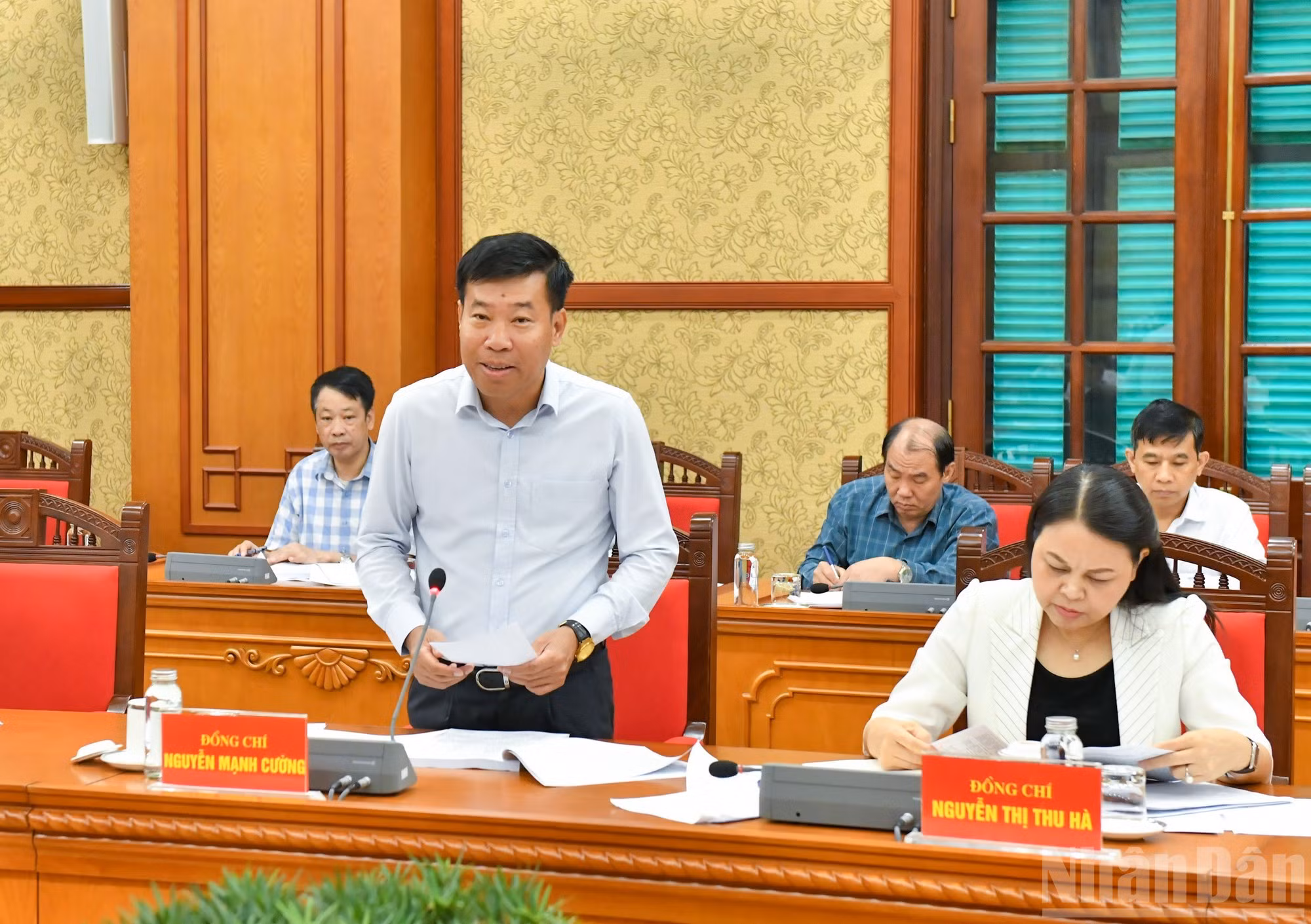 El vicecanciller vietnamita Nguyen Manh Cuong habla en la cita.