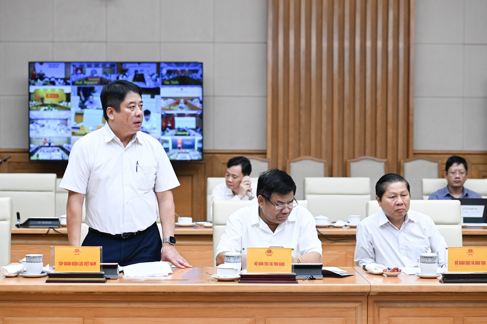 El director general del Grupo Nacional de Electricidad (EVN), Nguyen Anh Tuan, presenta su opinión.