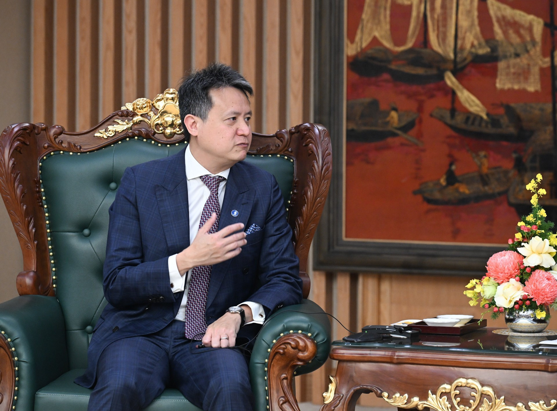 Daren Tang, director general de la entidad internacional, habla en la reunión.